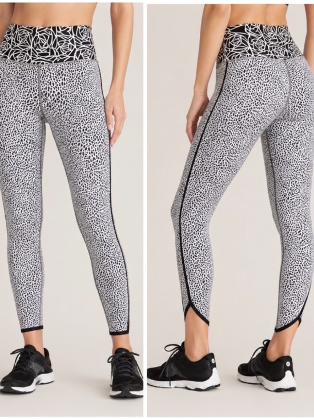 Lululemon Real Quick Leggings Posey Black White High Rise Athletic Yoga Pants